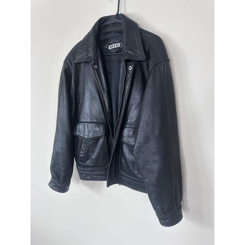 Vintage 100% Leather 40R Motorcycle Jacket Men's Large 80s 90s Cinched Waist